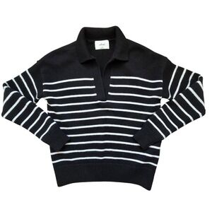 Wilfred Aritzia Clara Sweater Womens XS Merino Wool Polo Striped Black White